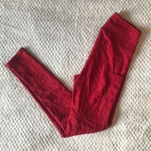 Twenty Montreal Red animal print 3D pocket high waisted jacquard leggings Small